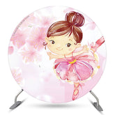 Lofaris Pink Floral Ballerina Girls Circle Backdrop Cover